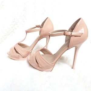Zara Nude Strappy Sandals Shoes Sz 39 8 Ankle Stra